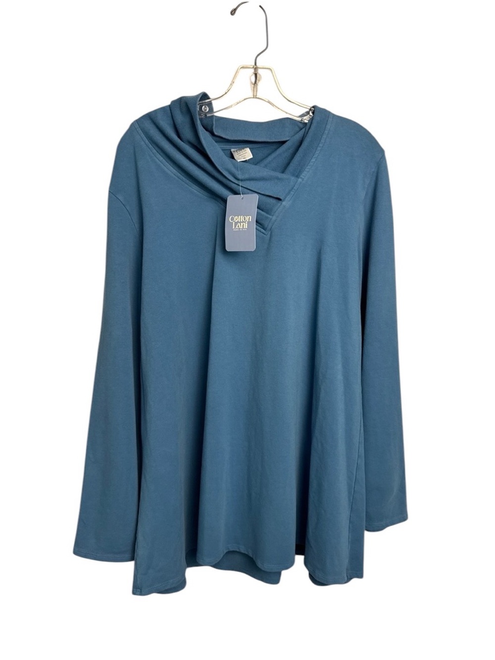 Cotton Lani XL blue grey hooded pullover sweatshirt comfort New USA comfort